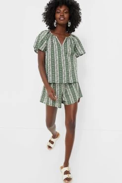 Fern And Floral Stripe Jolie Shorts -Vogue Vista Clothing sdn2O61EE0mAOq62j9HAViMKgz4y2Ghx 1