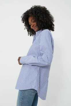 Blue And White Stripe Boyfriend Shirt -Vogue Vista Clothing tir2aooOB9uFriNzIjN6l70gXj8Ni3dV 1
