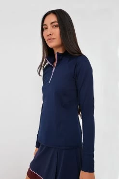 Long Sleeve Luxury Performance Jersey Knit Hybrid Mesh Quarter Zip Pullover -Vogue Vista Clothing tlYsRbucK72BaAOQV9F3thCRxo7QHQvL 1