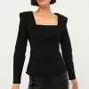 Black Long Sleeve Hepburn Blouse