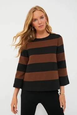 Black And Brown Striped Mia Blouse