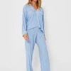 Eberjey Blue Ivory Gisele Printed The Tencel Modal Long PJ Set