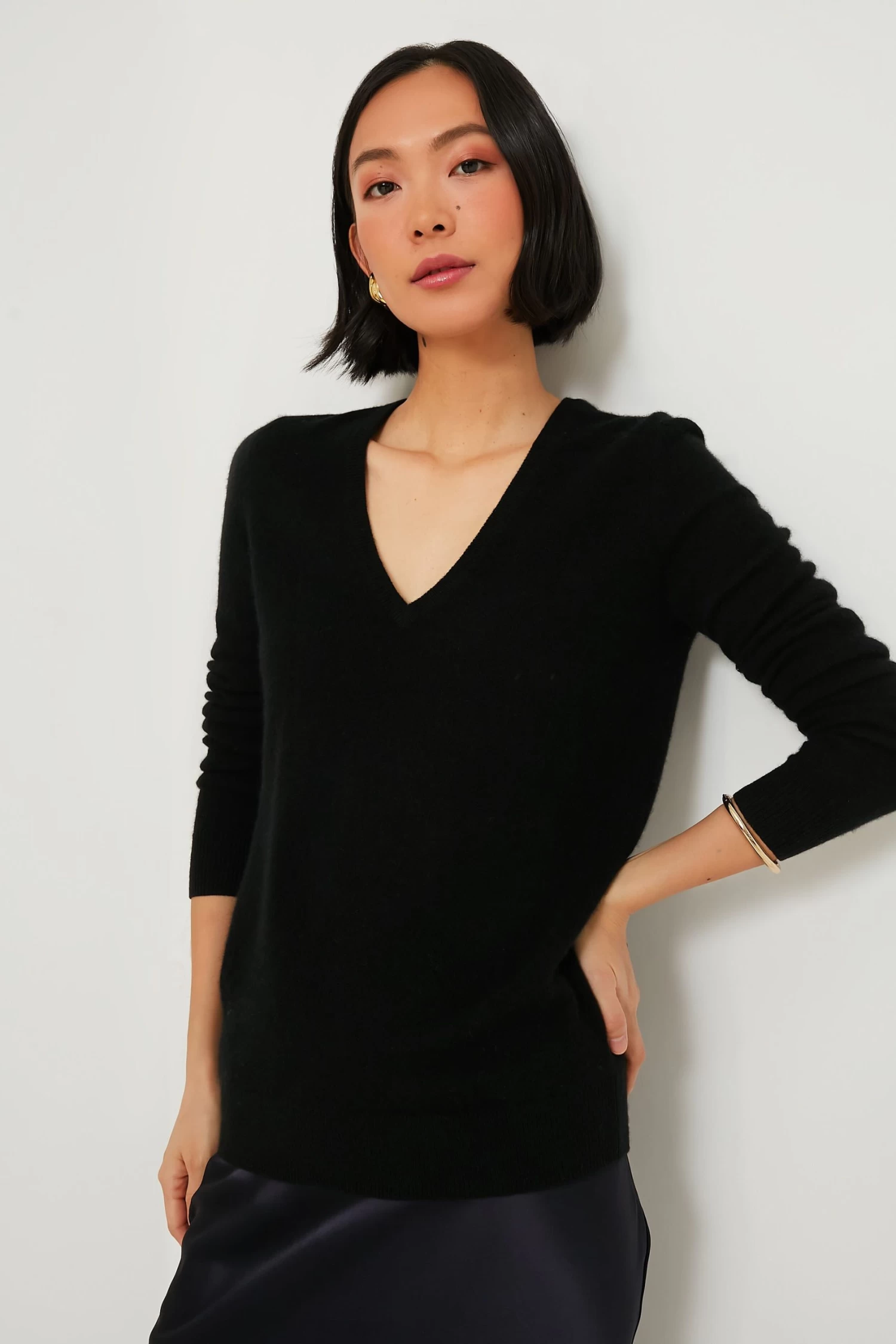 Black Cashmere V-Neck Sweater 1 Black Cashmere V-Neck Sweater