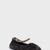 ULLA JOHNSON Noir Leather Ballet Flats With Chain