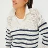 White Stripe Mesh Fischer Sweater